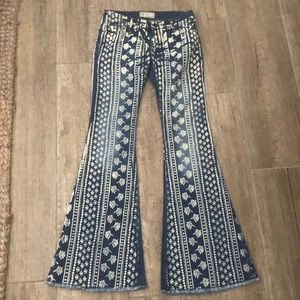Free People Flared Print Jeans